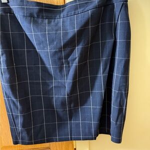 Amanda & Chelsea Dark Blue Plaid Pencil Skirt